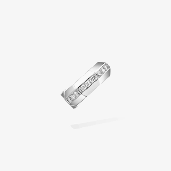 Messika Moderniste Ear Cuff in 18K White Gold, Small Model | Fine Earrings | Coveti