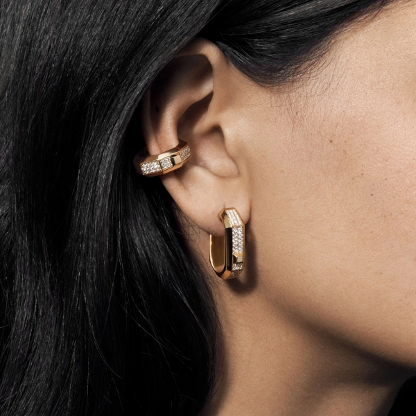 Messika Moderniste Ear Cuff in 18K Yellow Gold, Medium Model | Fine Earrings | Coveti