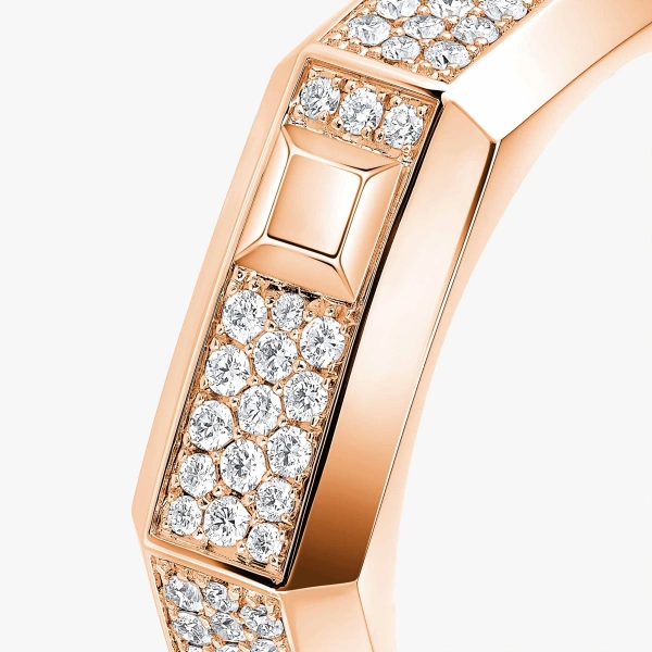 Messika Moderniste Pave Ring in 18K Pink Gold, Medium Model | Fine Rings | Coveti
