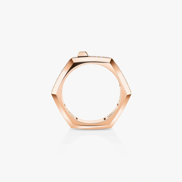 Messika Moderniste Pave Ring in 18K Pink Gold, Medium Model | Fine Rings | Coveti