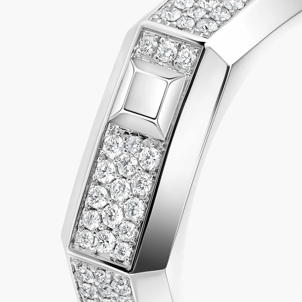 Messika Moderniste Pave Ring in 18K White Gold, Medium Model | Fine Rings | Coveti