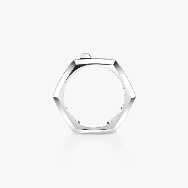 Messika Moderniste Pave Ring in 18K White Gold, Medium Model | Fine Rings | Coveti