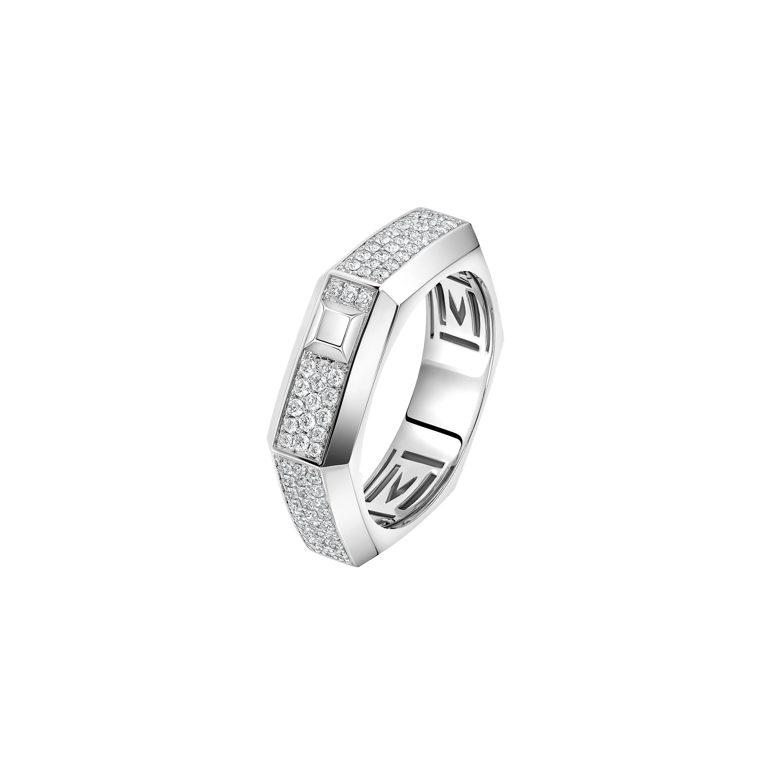 Messika Moderniste Pave Ring in 18K White Gold, Medium Model Messika Moderniste Pave Ring in 18K White Gold, Medium Model | Fine Rings | Coveti