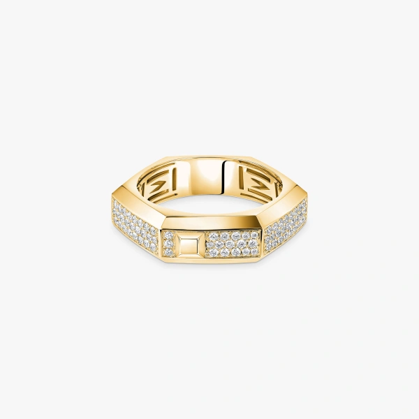 Messika Moderniste Pave Ring in 18K Yellow Gold, Medium Model | Fine Rings | Coveti