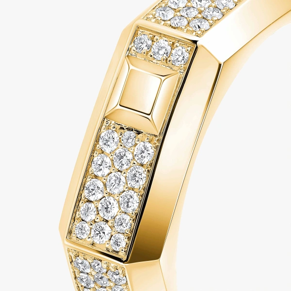Messika Moderniste Pave Ring in 18K Yellow Gold, Medium Model | Fine Rings | Coveti