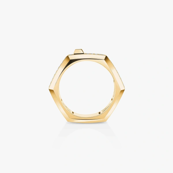 Messika Moderniste Pave Ring in 18K Yellow Gold, Medium Model | Fine Rings | Coveti