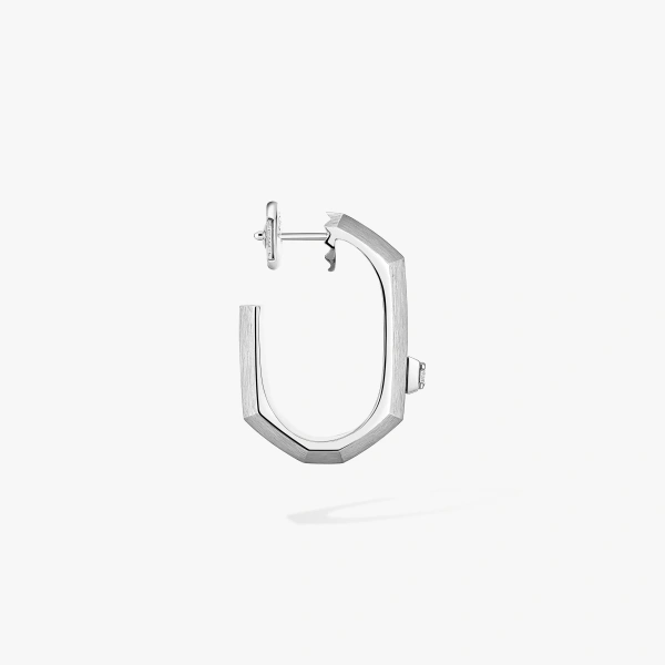 Messika Moderniste Single Earring in 18K White Gold, Medium Model | Fine Earrings | Coveti