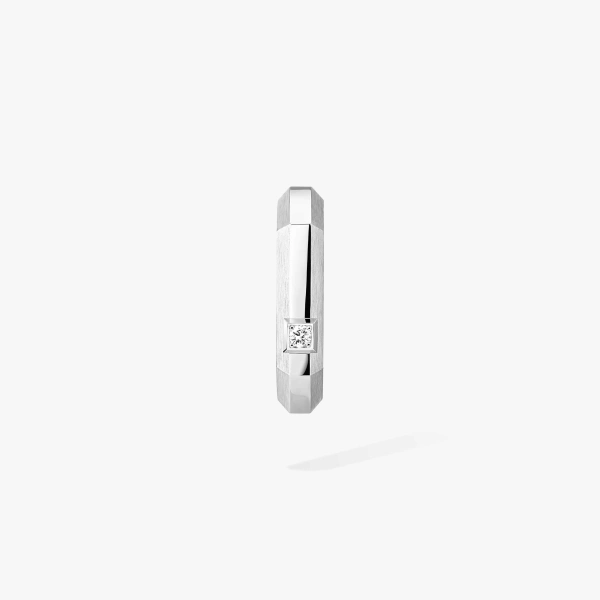 Messika Moderniste Single Earring in 18K White Gold, Small Model | Fine Earrings | Coveti