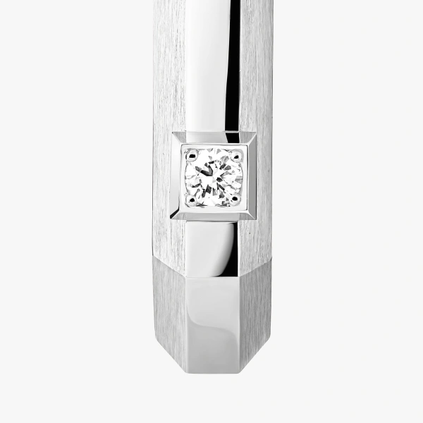 Messika Moderniste Single Earring in 18K White Gold, Small Model | Fine Earrings | Coveti