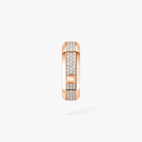 Messika Moderniste Single Pave Earring in 18K Pink Gold, Medium Model | Fine Earrings | Coveti