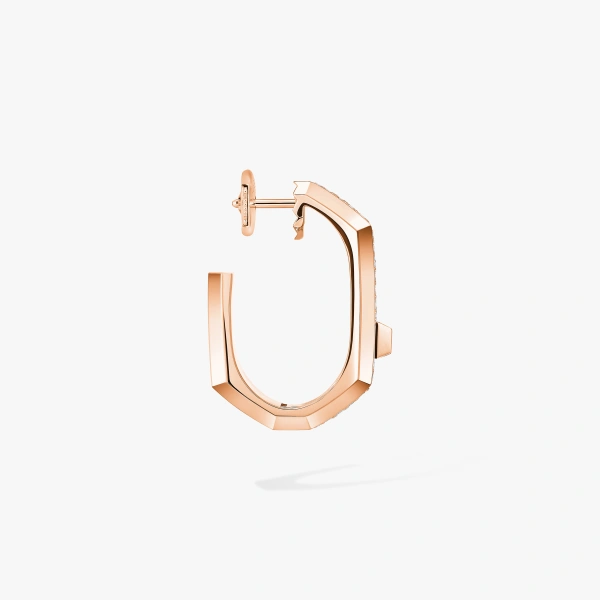 Messika Moderniste Single Pave Earring in 18K Pink Gold, Medium Model | Fine Earrings | Coveti