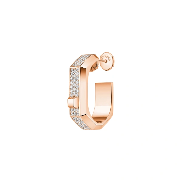 Messika Moderniste Single Pave Earring in 18K Pink Gold, Medium Model | Fine Earrings | Coveti