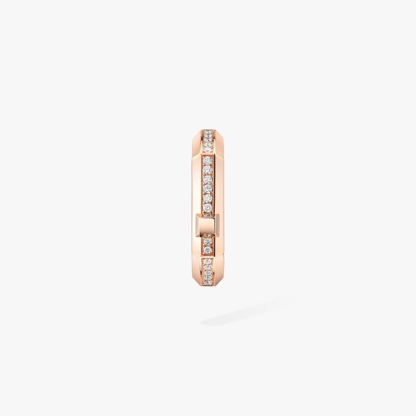 Messika Moderniste Single Pave Earring in 18K Pink Gold, Small Model | Fine Earrings | Coveti