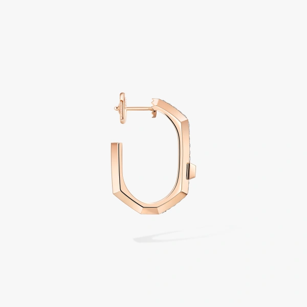 Messika Moderniste Single Pave Earring in 18K Pink Gold, Small Model | Fine Earrings | Coveti