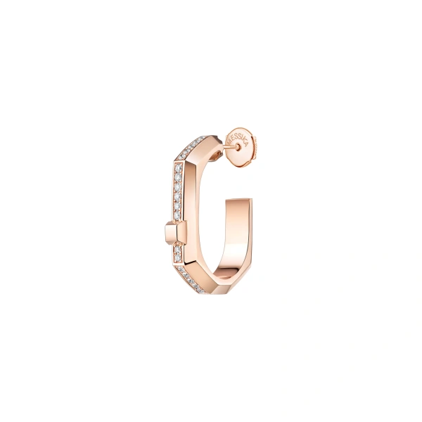 Messika Moderniste Single Pave Earring in 18K Pink Gold, Small Model | Fine Earrings | Coveti