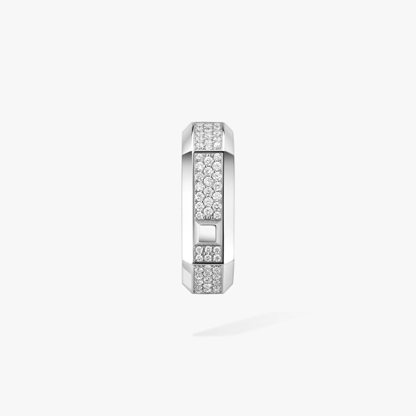 Messika Moderniste Single Pave Earring in 18K White Gold, Medium Model | Fine Earrings | Coveti