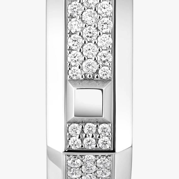 Messika Moderniste Single Pave Earring in 18K White Gold, Medium Model | Fine Earrings | Coveti
