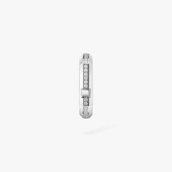 Messika Moderniste Single Pave Earring in 18K White Gold, Small Model | Fine Earrings | Coveti