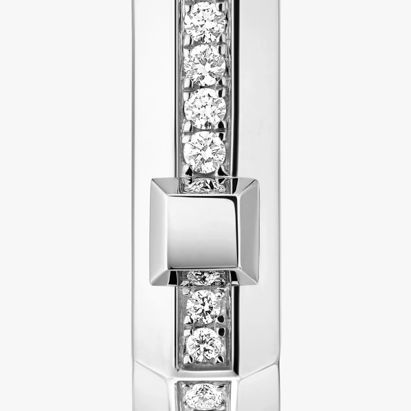 Messika Moderniste Single Pave Earring in 18K White Gold, Small Model | Fine Earrings | Coveti