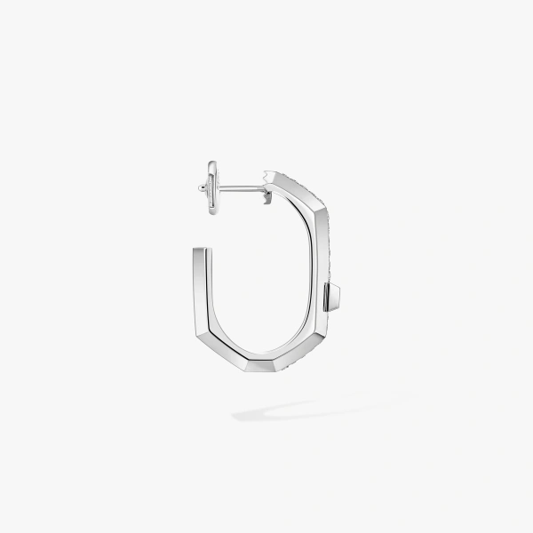 Messika Moderniste Single Pave Earring in 18K White Gold, Small Model | Fine Earrings | Coveti