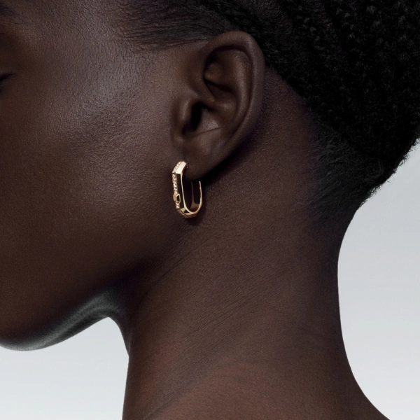 Messika Moderniste Single Pave Earring in 18K Yellow Gold, Small Model | Fine Earrings | Coveti