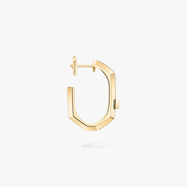 Messika Moderniste Single Pave Earring in 18K Yellow Gold, Small Model | Fine Earrings | Coveti