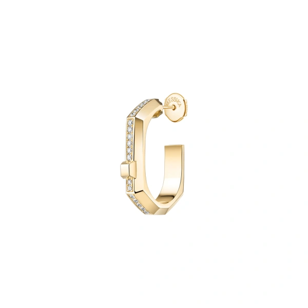 Messika Moderniste Single Pave Earring in 18K Yellow Gold, Small Model | Fine Earrings | Coveti