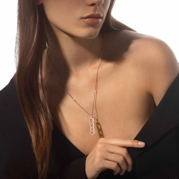 Messika Move 10th Pendant in 18K Pink Gold, Small Model | Fine Necklaces | Coveti