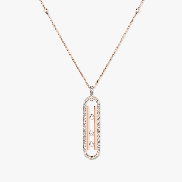 Messika Move 10th Pendant in 18K Pink Gold, Small Model | Fine Necklaces | Coveti