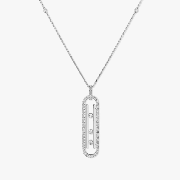 Messika Move 10th Pendant in 18K White Gold, Small Model | Fine Necklaces | Coveti
