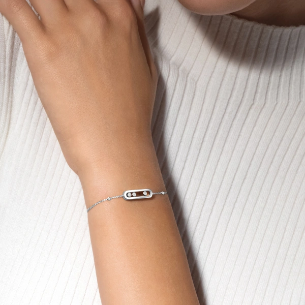 Messika Move Classique Bracelet in 18K White Gold, Small Model | Fine Bracelets | Coveti