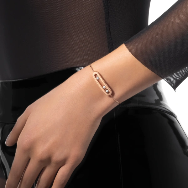 Messika Move Classique Chiseled Bracelet in 18K Pink Gold, Large Model | Fine Bracelets | Coveti