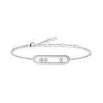 Messika Move Classique Chiseled Bracelet in 18K White Gold, Large Model | Fine Bracelets | Coveti