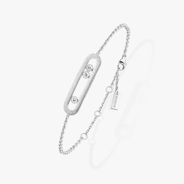 Messika Move Classique Chiseled Bracelet in 18K White Gold, Large Model | Fine Bracelets | Coveti
