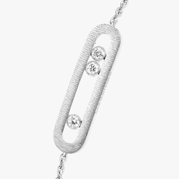 Messika Move Classique Chiseled Bracelet in 18K White Gold, Large Model | Fine Bracelets | Coveti