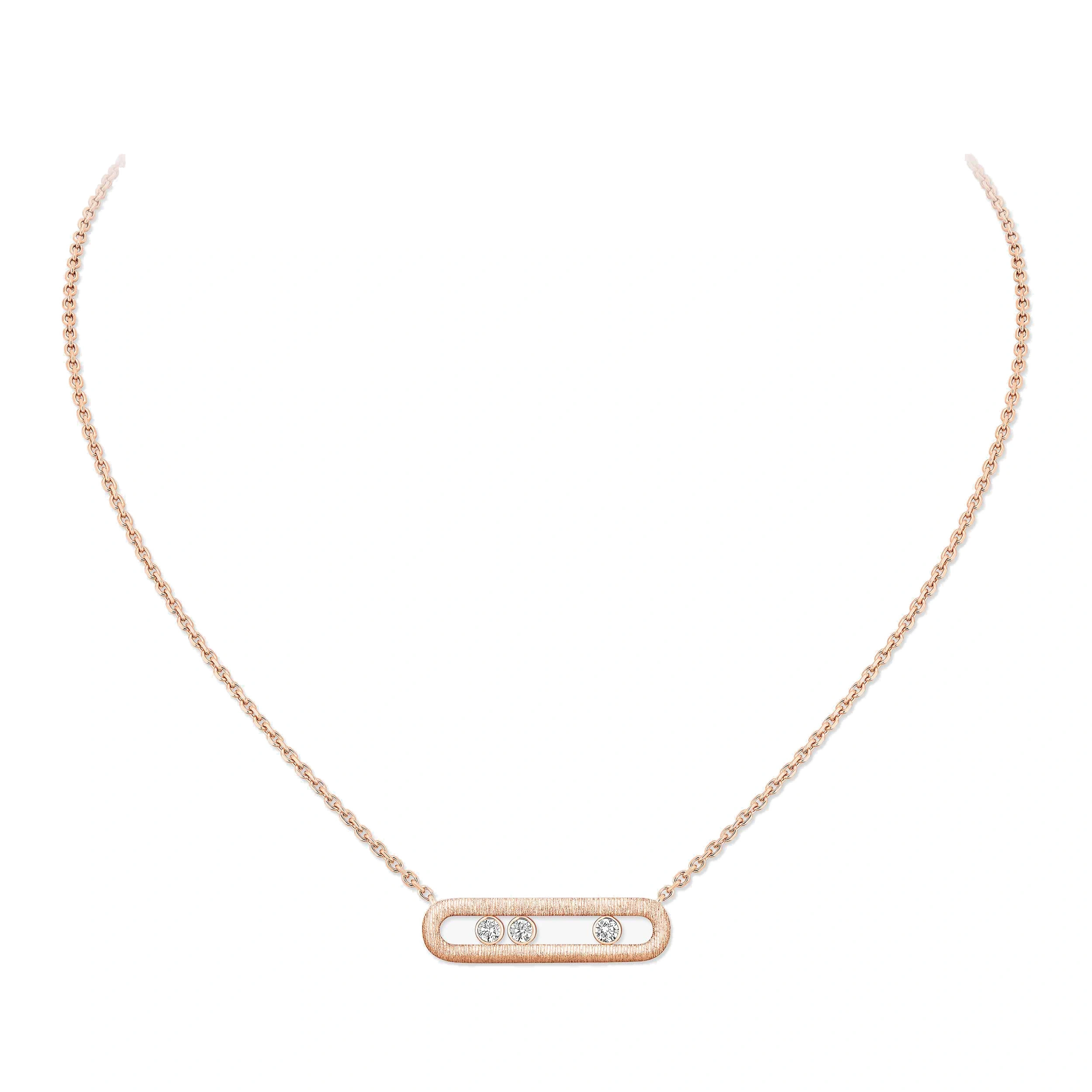 Messika Move Classique Chiseled Necklace in 18K Pink Gold, Large Model Messika Move Classique Chiseled Necklace in 18K Pink Gold, Large Model | Fine Necklaces | Coveti