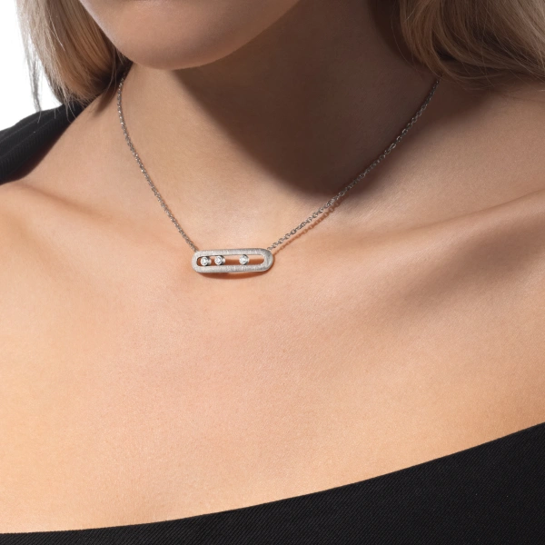Messika Move Classique Chiseled Necklace in 18K White Gold, Large Model | Fine Necklaces | Coveti