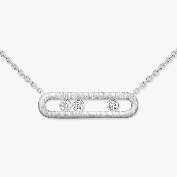 Messika Move Classique Chiseled Necklace in 18K White Gold, Large Model | Fine Necklaces | Coveti