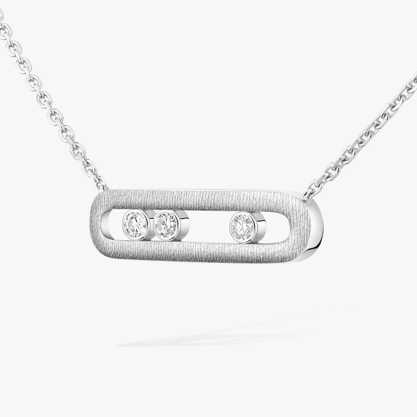 Messika Move Classique Chiseled Necklace in 18K White Gold, Large Model | Fine Necklaces | Coveti