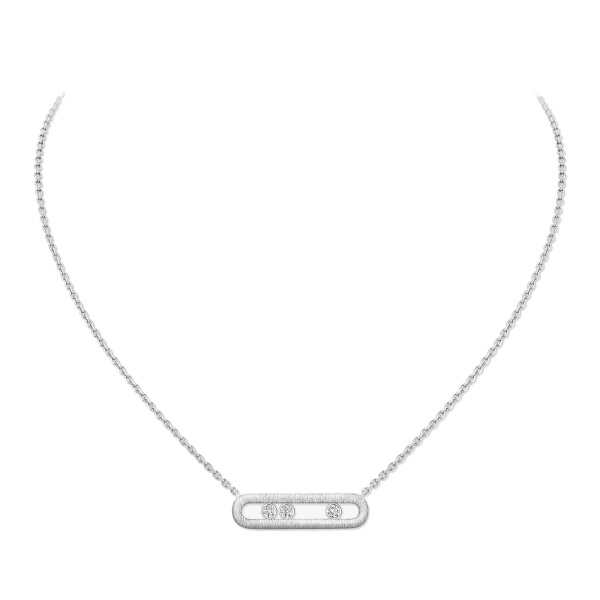Messika Move Classique Chiseled Necklace in 18K White Gold, Large Model | Fine Necklaces | Coveti