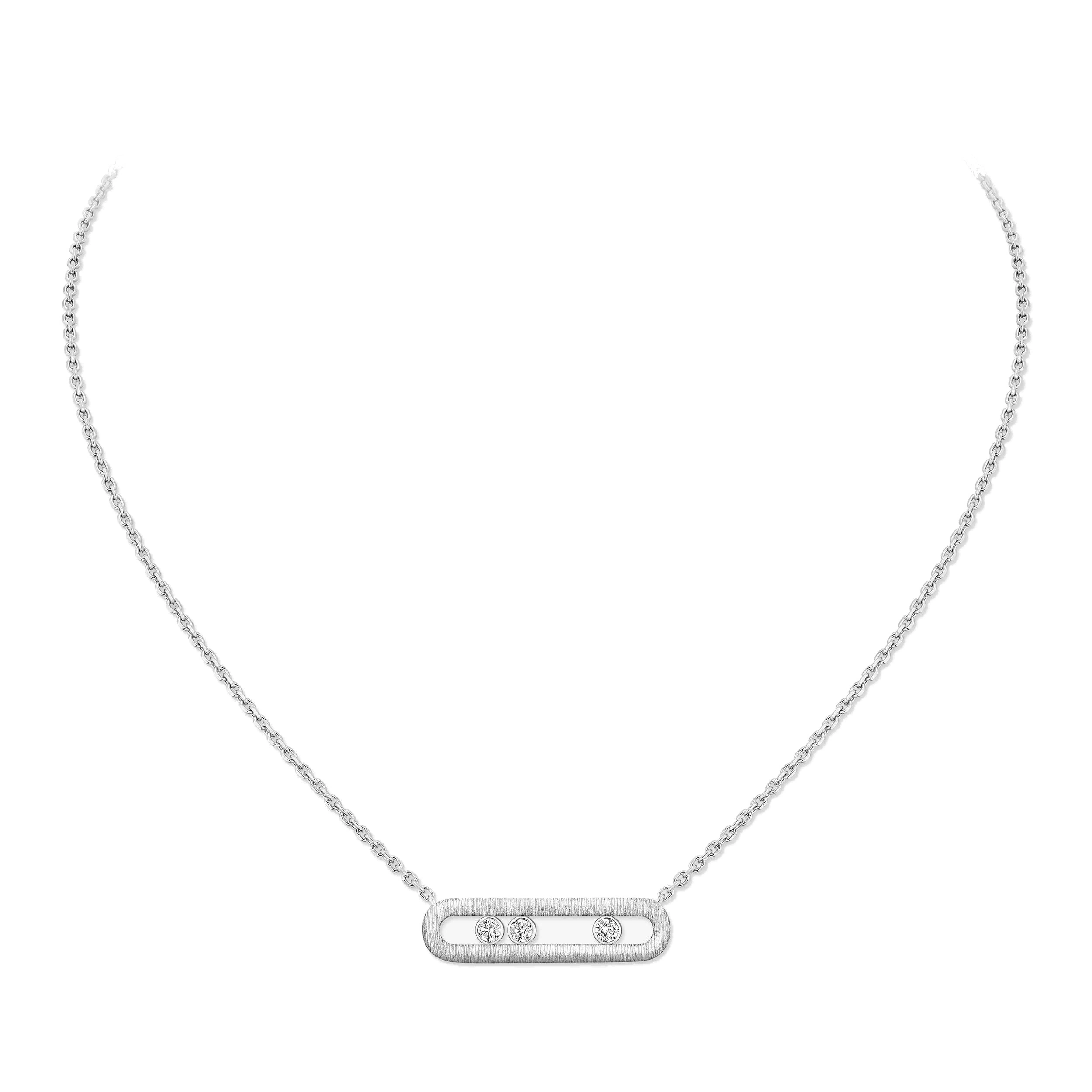 Messika Move Classique Chiseled Necklace in 18K White Gold, Large Model Messika Move Classique Chiseled Necklace in 18K White Gold, Large Model | Fine Necklaces | Coveti