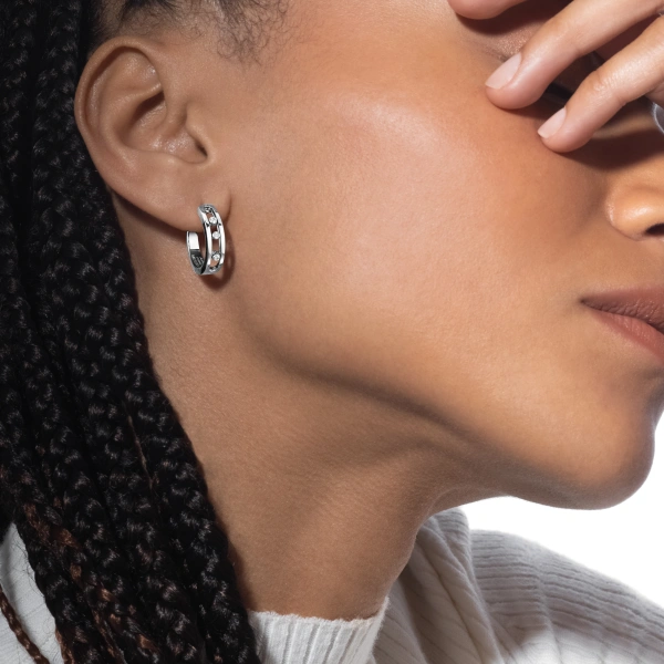 Messika Move Classique Hoop Earrings in 18K White Gold | Fine Earrings | Coveti