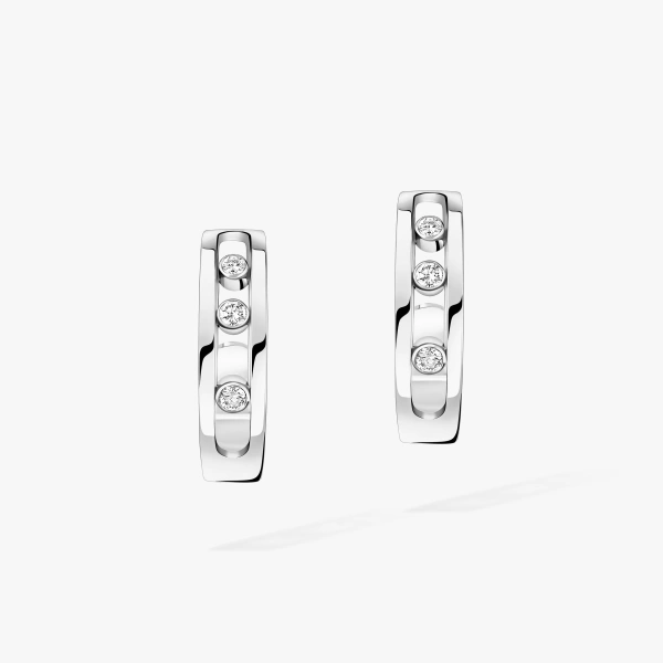 Messika Move Classique Hoop Earrings in 18K White Gold | Fine Earrings | Coveti