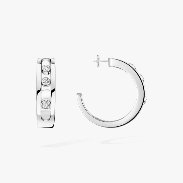 Messika Move Classique Hoop Earrings in 18K White Gold | Fine Earrings | Coveti