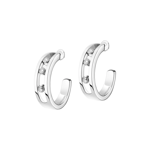 Messika Move Classique Hoop Earrings in 18K White Gold | Fine Earrings | Coveti
