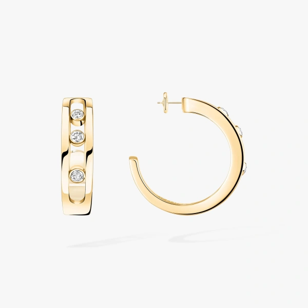 Messika Move Classique Hoop Earrings in 18K Yellow Gold | Fine Earrings | Coveti