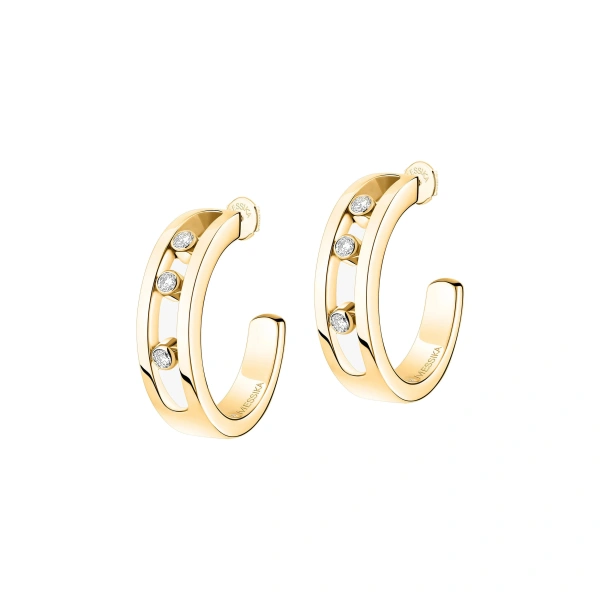 Messika Move Classique Hoop Earrings in 18K Yellow Gold | Fine Earrings | Coveti