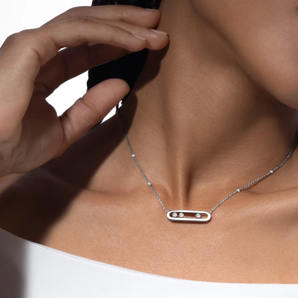Messika Move Classique Necklace in 18K White Gold, Large Model | Fine Necklaces | Coveti
