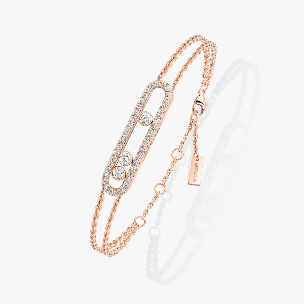Messika Move Classique Pave Bracelet in 18K Pink Gold, Large Model | Fine Bracelets | Coveti