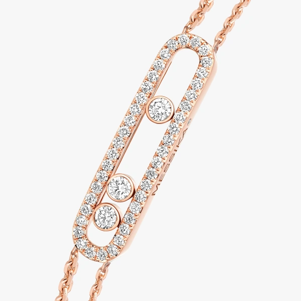 Messika Move Classique Pave Bracelet in 18K Pink Gold, Large Model | Fine Bracelets | Coveti